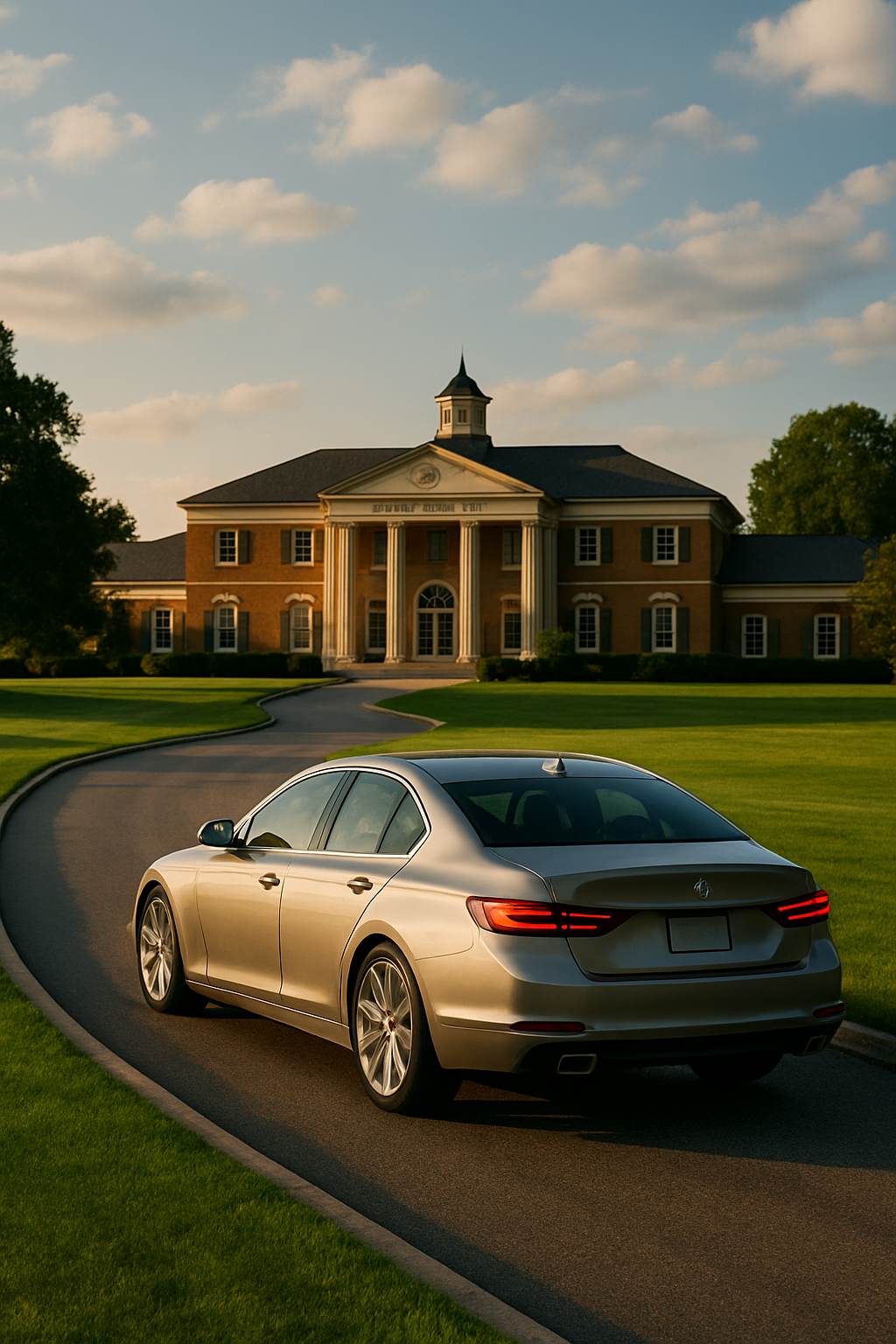 chauffeur waiting near dubai golf clubhouse evening